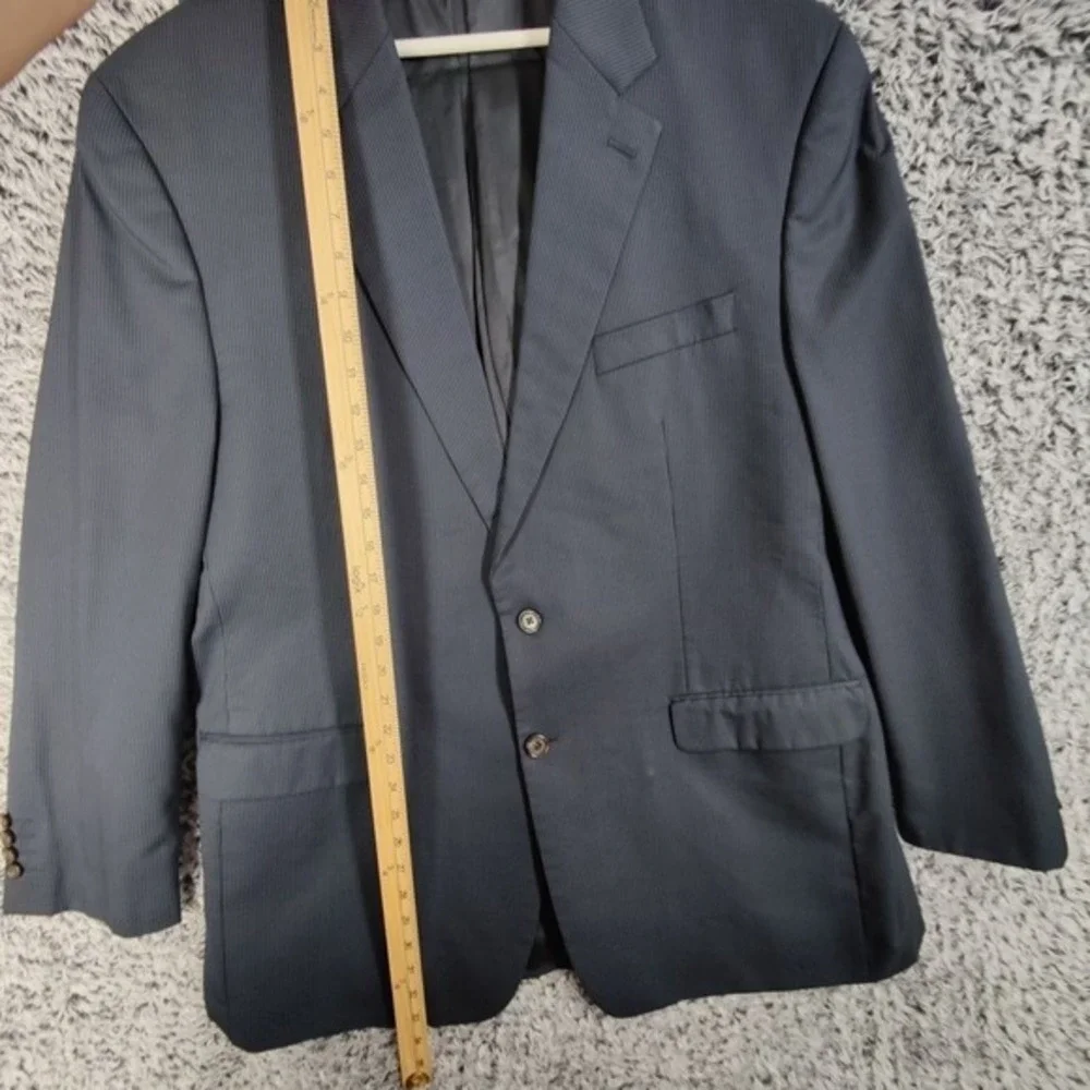 Ralph Lauren Mens Classic Dark Academia Pinstripe Suit Jacket 46L Grey Wool